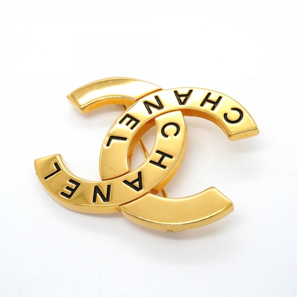 CHANEL Authentic Gold Logo Brooch - Picture 2 of 9